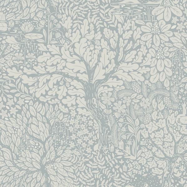 Manhattan Comfort Lisieux Olle Light Blue Forest Sanctuary 33 ft L X 209 in W Wallpaper BR4080-83112 - main